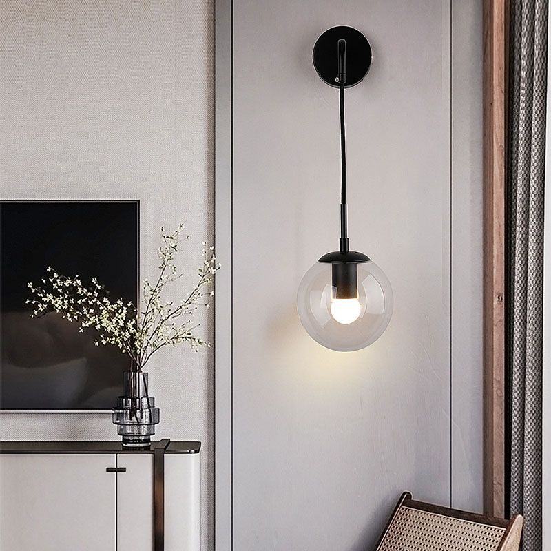 Modern Wall Lamp Household Wall Mount Lighting in Glass Ball Shade for Sitting Room