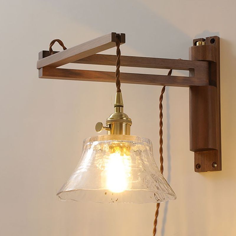 Moderner Stil Geometrischer Wandleuchten Holz 1 Lichtwandmontierte Beleuchtung