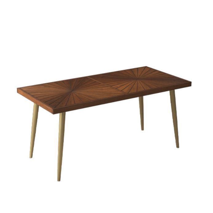 Luxury Rectangle Dining Table Solid Wood Dining Table with Iron Legs