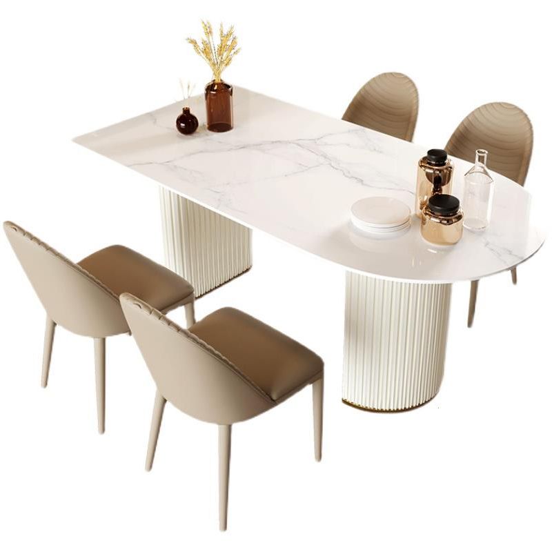 Mesa de comedor de piedra sinterizada de forma glamorosa Mesa de comedor estándar para la cocina