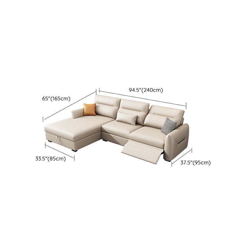 Scandinavian Futon Sofa Bed Square Arms with Storage Cushion Back Leather