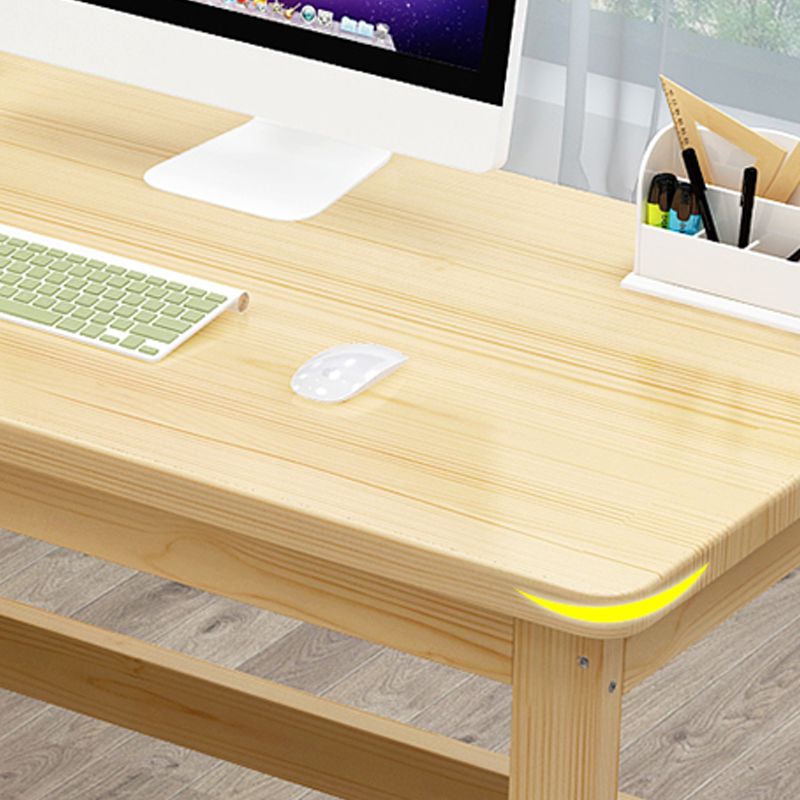 Modern H-shape Base Office Desk Rectangle Solid Wood Task Desk