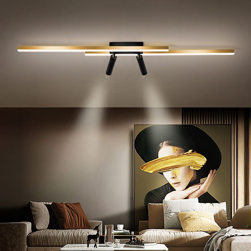 Montaggio a semi-incasso a LED in alluminio dorato in stile moderno e creativo Apparecchio da soffitto a 2 luci per luoghi commerciali