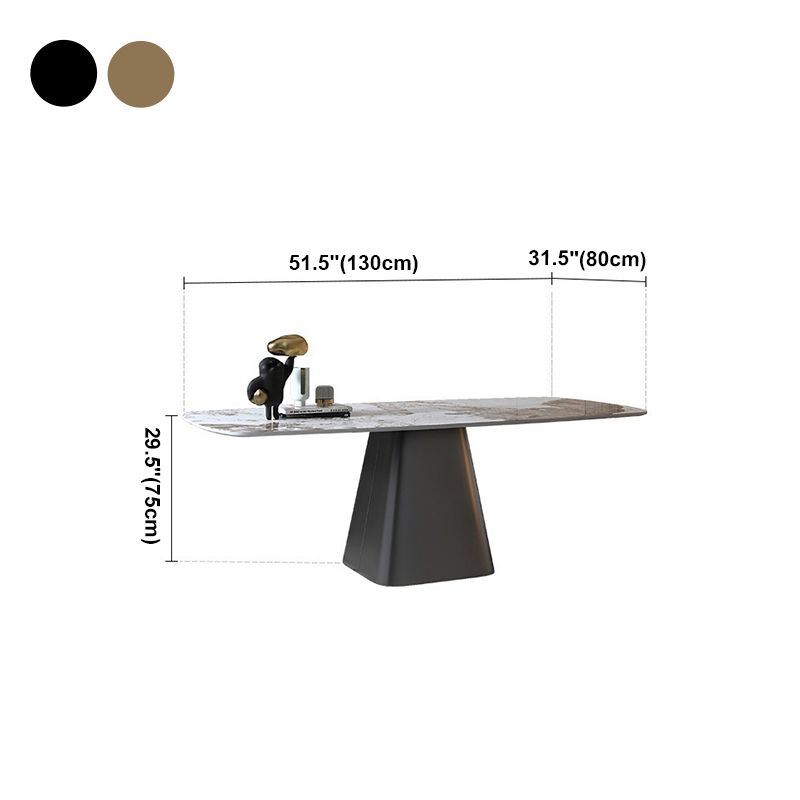Modern Style Rectangle Dining Table Sintered Stone Pedestal Dining Table for Home Use