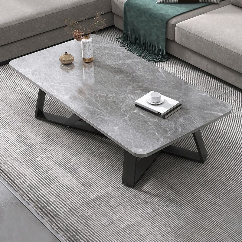 Cross Table Base Design Rectangular Faux Wood Table Ornate Style Coffee Table
