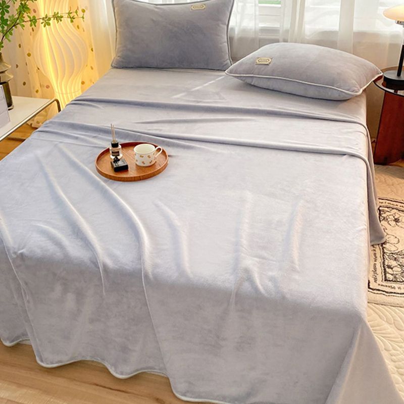 Modern Style Bed Sheet Solid Color Ultra-Soft Breathable Bed Sheet