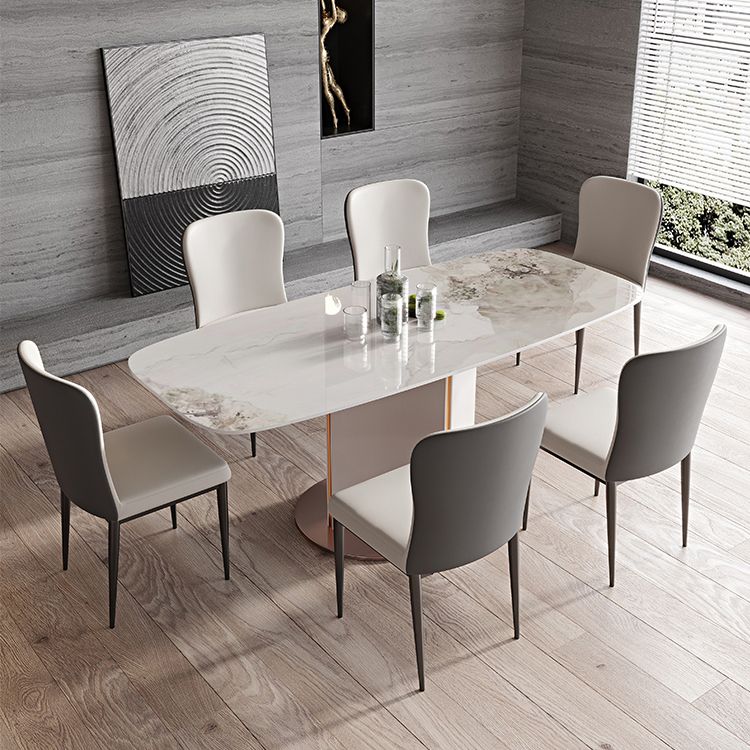 dern 1/2/3/5/7 Pieces Dining Set Sintered Stone Dining Table Set with Leather Chairs