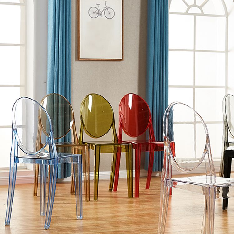 Silla auxiliar de comedor de estilo escandinavo, sillas sin brazos de plástico con respaldo abierto (juego de 4)