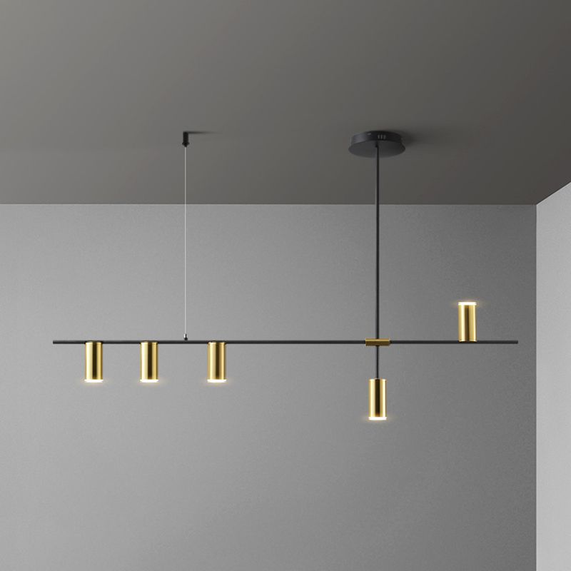 Accesorio de iluminación de la isla de la sala de comidas lámpara de lámpara moderna con sombra de metal lineal