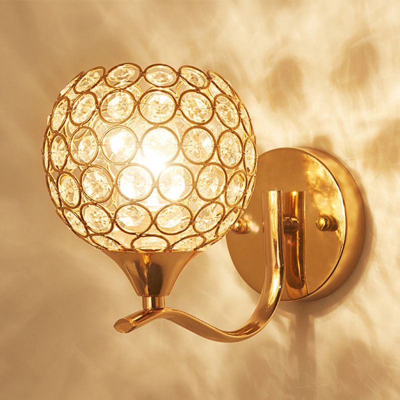 Gouden kristallen kogelwand SCONCE LICHTING Minimalistisch 1-licht muur gemonteerd licht voor woonkamer
