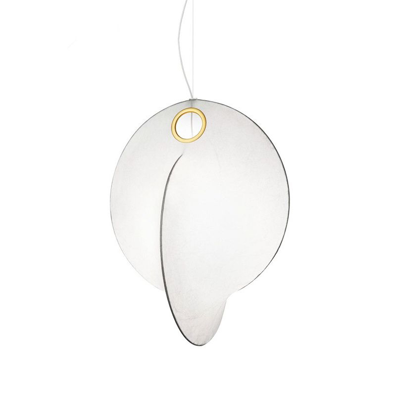 White 1-Light Nordic Designer Hanging Lamp Kit Geometric Silk Pendant for Study Room