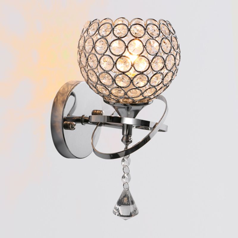 Globe Wall Mount Light Fixture Modern Wall Mounted Lighting with Clear Crystal Shade