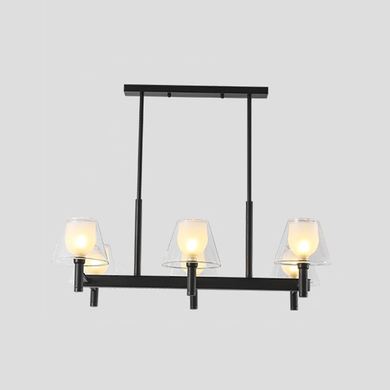 Industrial Island Light Glass Pendant Lighting Fixture for Dining Room