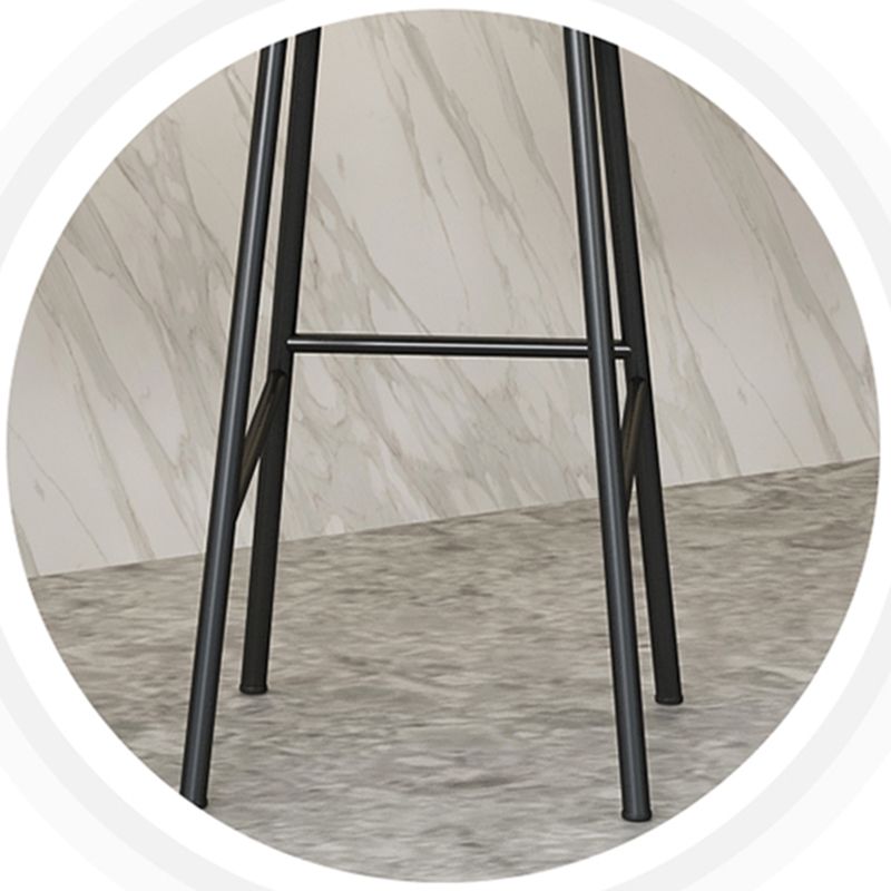 Modern Armless Backrest Counter Stool Iron Cafe Bar Stool with Leather Cushion and Pedal