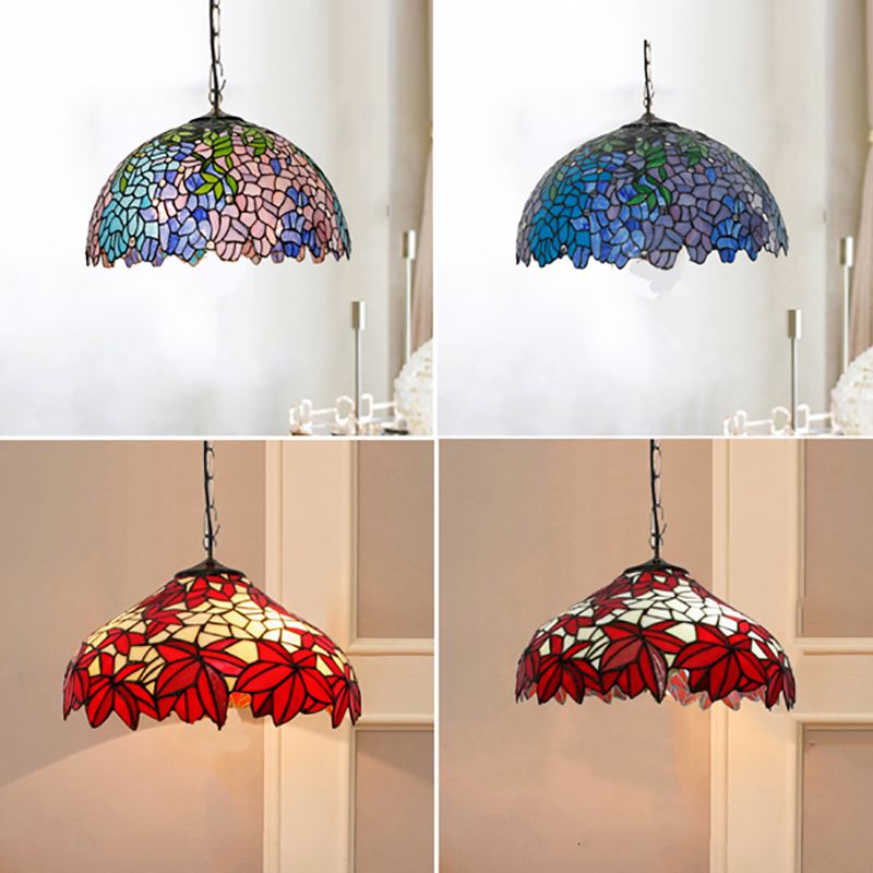 Accesorio de iluminación suspendida mediterránea Tiffany Style Bowl Lighting para sala de estar