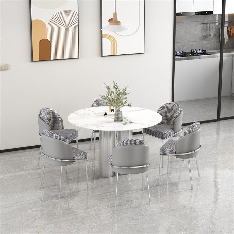 Mesa de comedor de doble pedestal de piedra mesa de comedor estilo simplicidad para el hogar