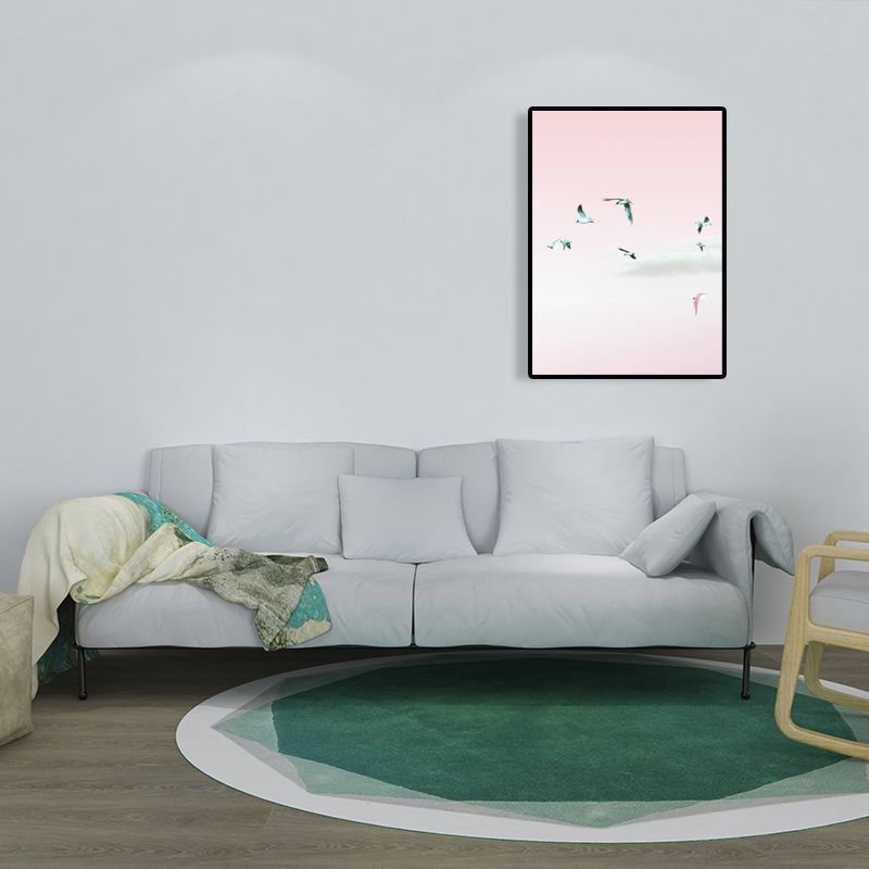 Minimalism Birds Wall Art Print Pink Animals Wrapped Canvas for Sitting Room, Texture