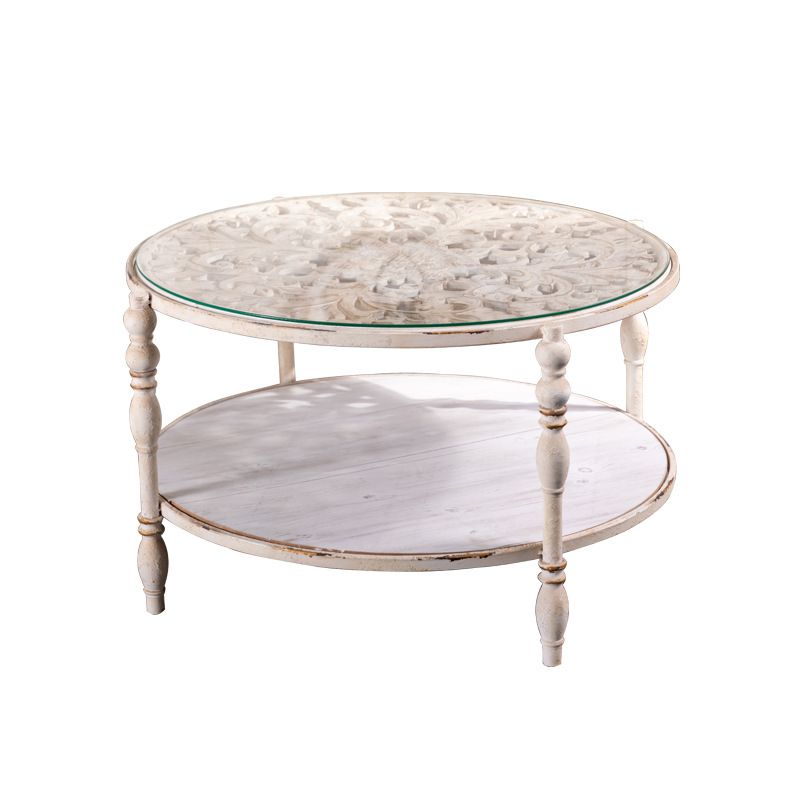 19"H French Country Side Table Metal Round Accent Side Table