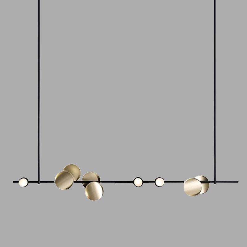 47" Wide Post Modern Metal Linear Design Island Light 9 Lights Minimalist Hanging Pendant Light in Gold