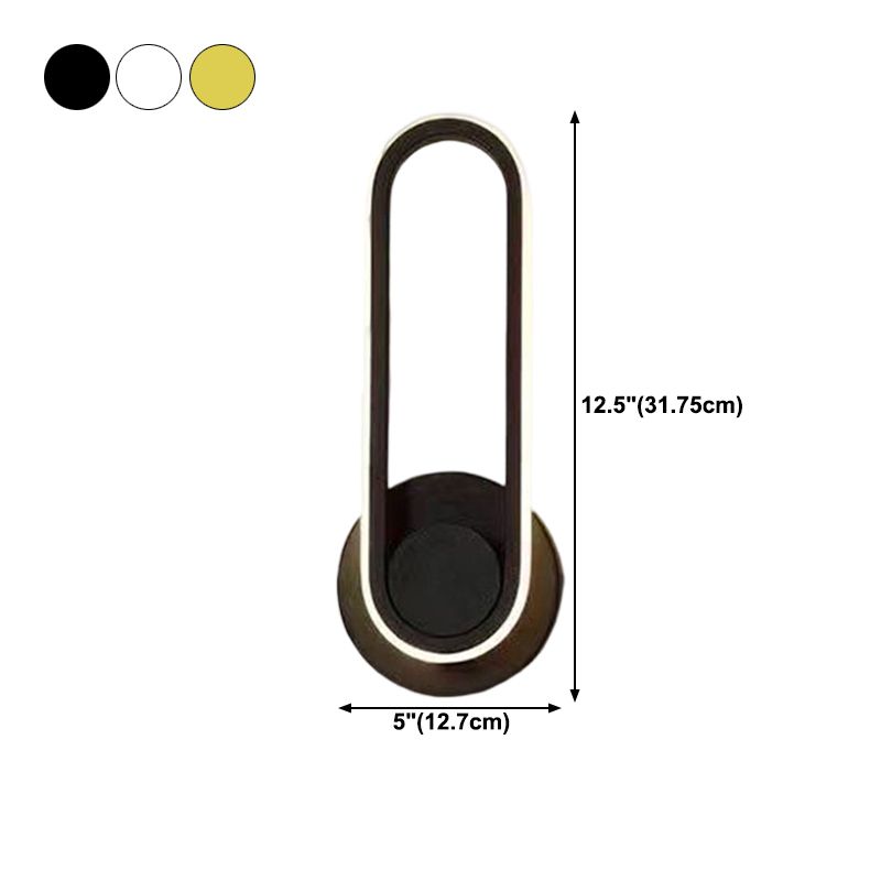 Oval Shape Metal Wall Light Modern Style Single Light Wall Sconce Light