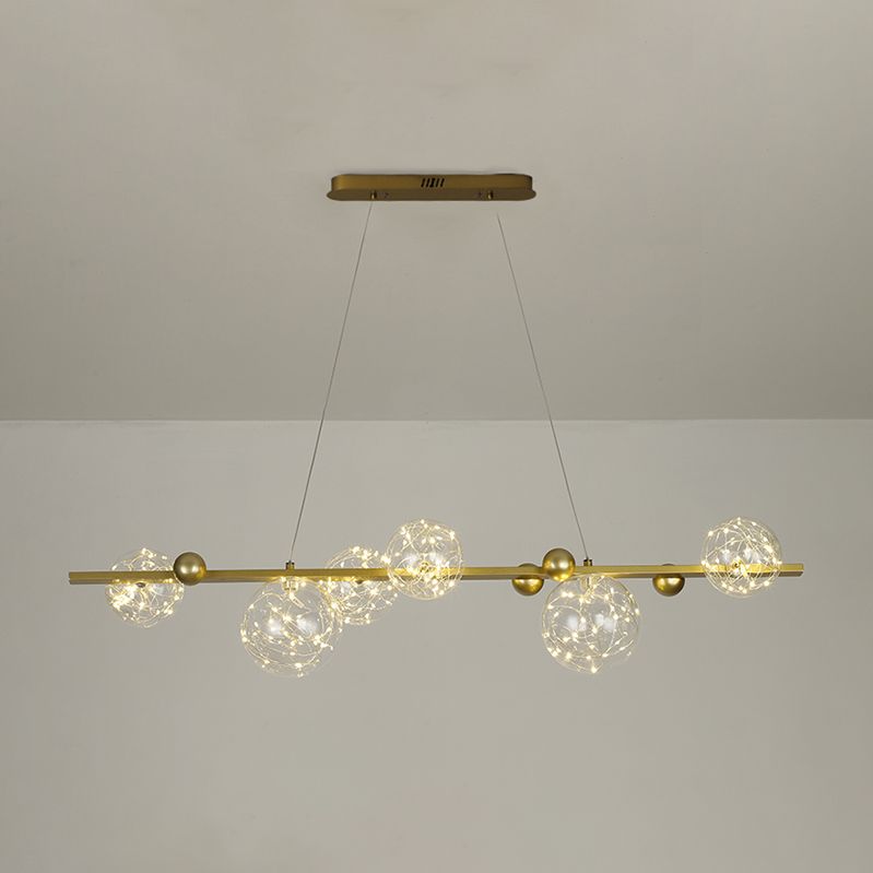 Sphere Island Lighttures Modern Glass Island Chandelier en Gold Finish