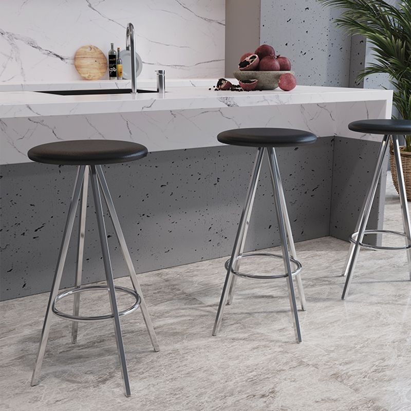 Industrial Style Barstools Leather Seats Metal 3 Legs Counter Stools for Dining Room