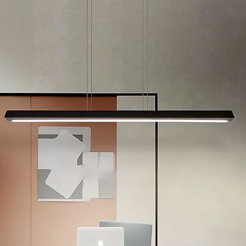 Iluminación colgante de oficinas LED con tono de metal lineal rectangular delgado kit moderno de lámpara de colgación negra para la oficina