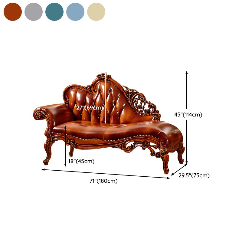 Glam Chaise Lounge Genuine Leather Chaise Lounge Sofa for Living Room