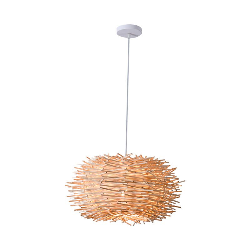 Bird's Nest Hanging Light Kit 1-Licht Bambus Asien Anhänger Licht für Esszimmer