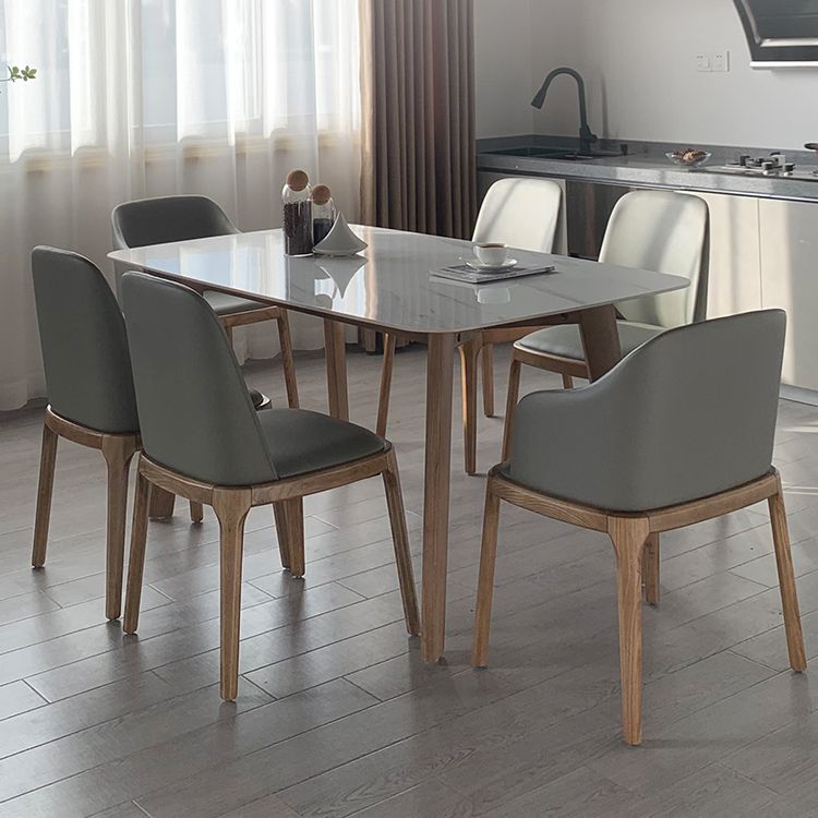 Rectangle 4 Legs Minimalist Table Three-Color Fixed Table of Sintered Stone