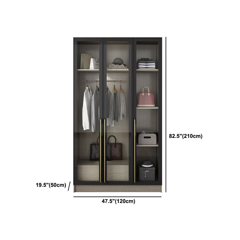 Contemporary Style Wardrobe Gray Colour Glass Wardrobe Closet