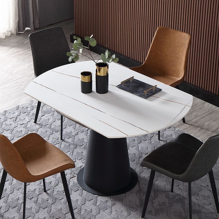 Rectangular Sintered Stone Dining Table Modern Furniture with Pedestal Base