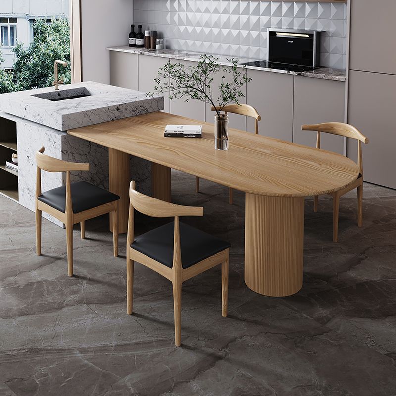 Table à manger en bois massif en pin moderne double table de forme libre de base de piédestal pour la maison