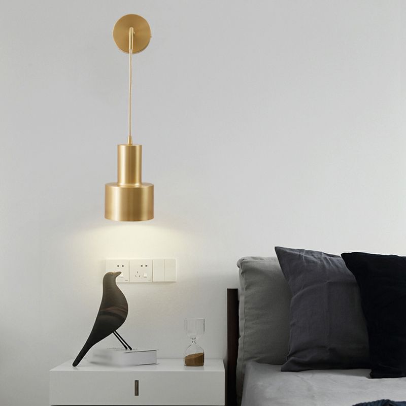 Metallzylinderwandmontaglampen Moderner Stil 1 leichte Leuchtenleuchten in Gold