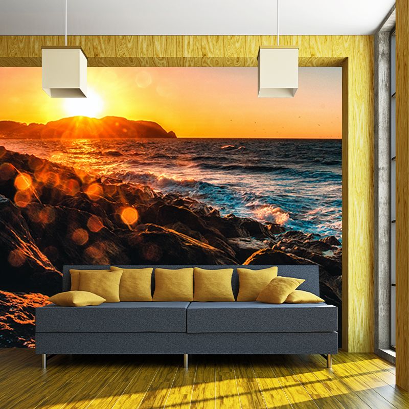 Modern Photography Mural Wallpaper Beautiful Beach Sitting Room Wall Mural