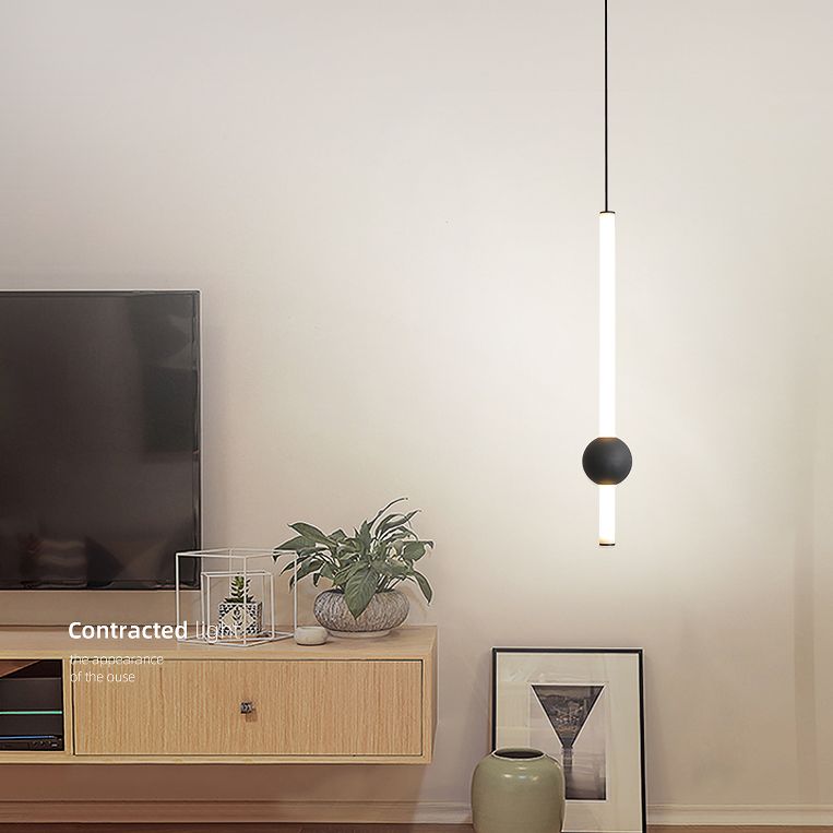 Minimalist LED Hanging Ceiling Light Metal 1-Light Linear Ceiling Pendant Light