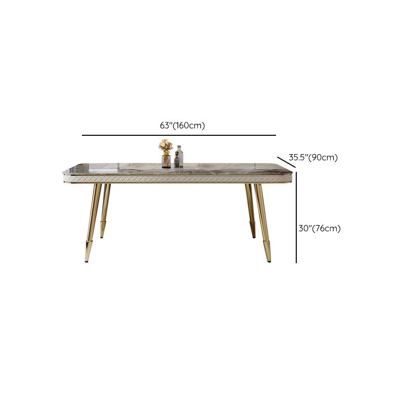 Luxury Kitchen Dinner Table Stone Rectangle 4 Legs Dining Table