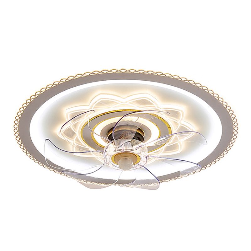 Weiße und goldene runde Lüfterlampe Einfachheit LED ACRYLIC SEMI BUSH Deckenleuchte mit Fernbedienung