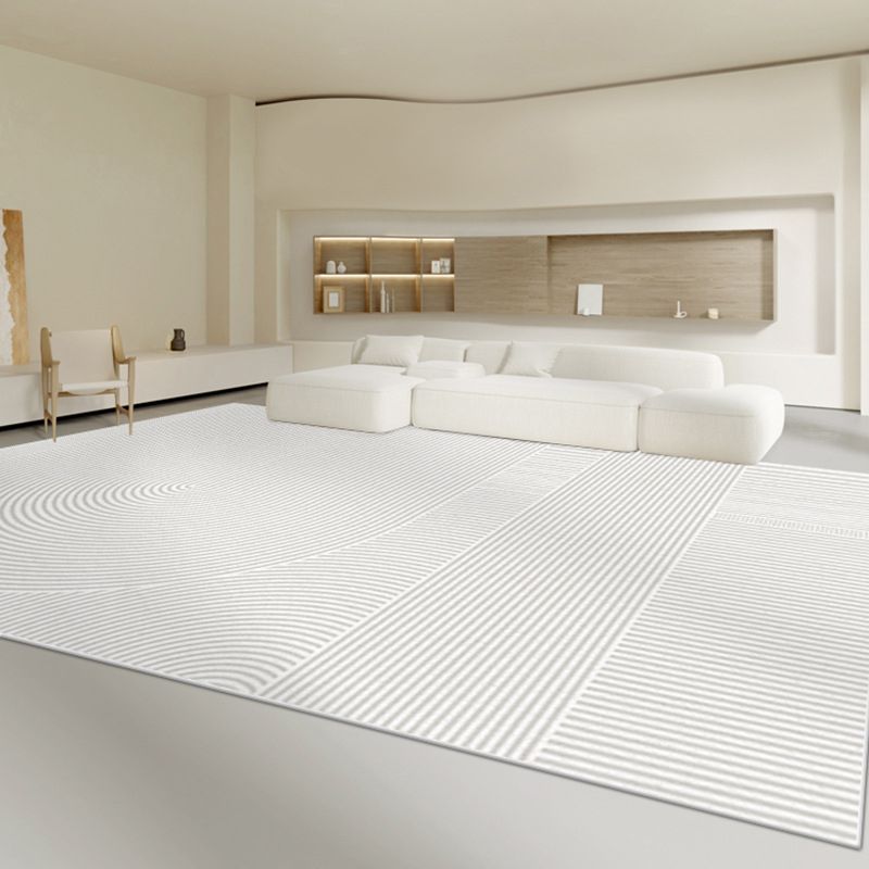 Light Grey Modern Carpet Line Polyester Carpet Stain Resistant Carpet for Home Decor