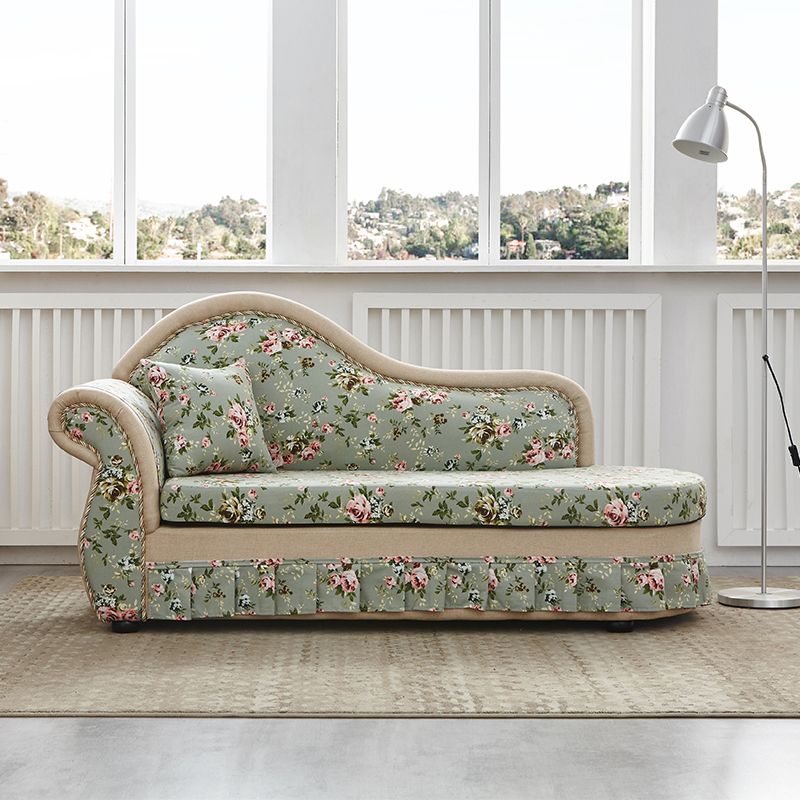 Traditional  Removable Cushions Chaise Fabric Floral Chaise for Living Room