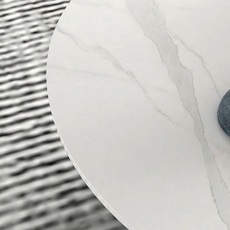 Slate Round Coffee Table Modern Metal Pedestal Cocktail Table