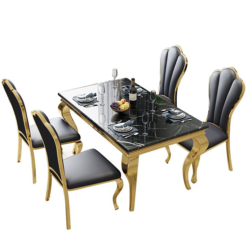 Traditional Luxury Dining Table Rectangle Metal Gold Tripod Dining Table