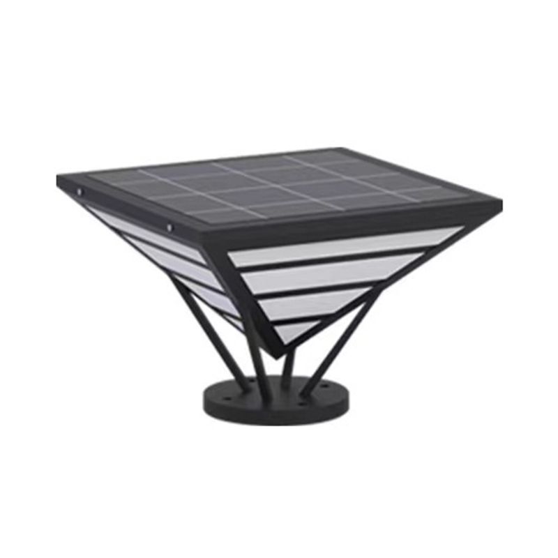 Cone Shape Metal Solar Pillar Lamp Modern 1 Light Outdoor Waterproof Light in Black