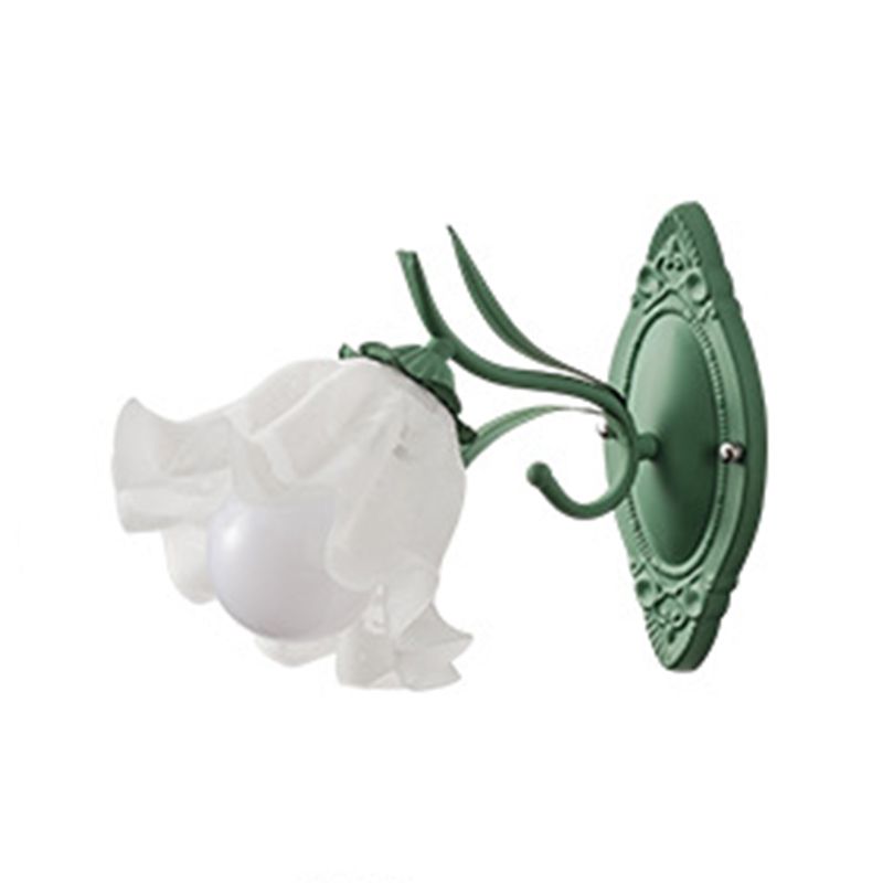 Modern Wall Light Fixture Green Wall Light Sconce with Glass Shade for Bedroom
