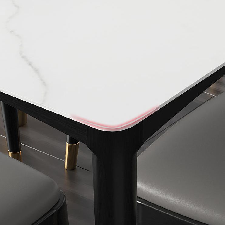 Industrial Square Shape Kitchen Dining Table Sintered Stone Dining Table with 4 Legs Table
