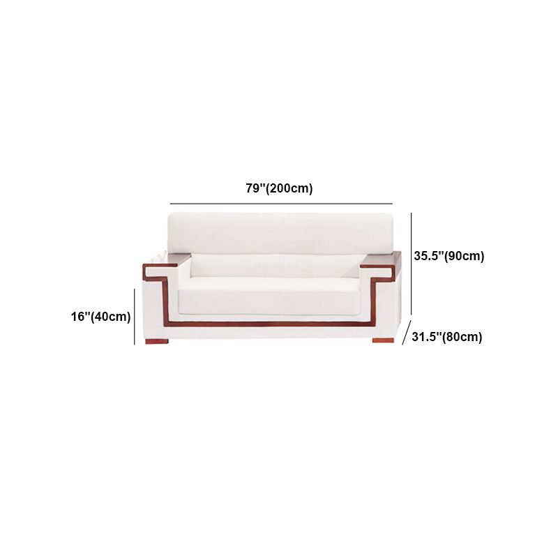 White Contemporary Sectional Square Arm Standard Sofa for Living Room, Apartment