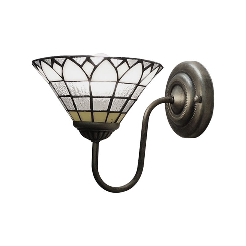 1 Head Wall Light Fixture Baroque Lotus Clear Dimple Glass Sconce Light for Hallway