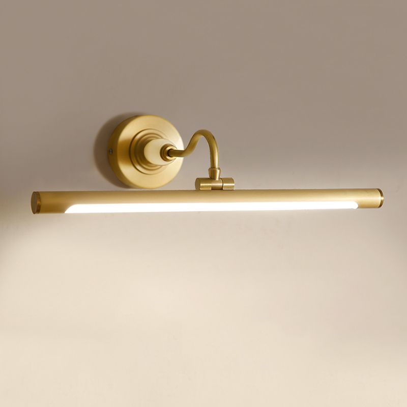 Metal linear Shade Mirro Wall Lights Modern 1 Head Wall Mount Fixture in Brass