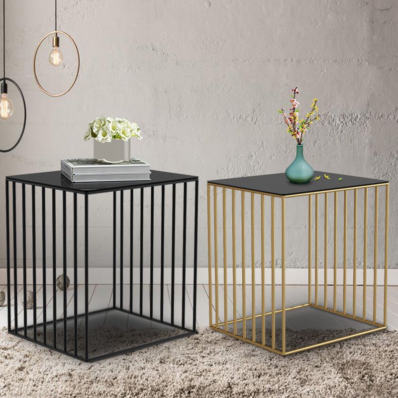 Mid-Century Metal Frame Rectangular Metal Wrap Living Room Side Table