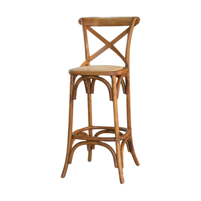 Contemporary Solid Wood Bar Stool Bristol Bar Stool with Wood Seat and Footrest